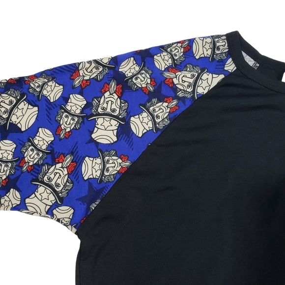 LuLaRoe Uncle Sam Print Raglan Shirt Size Small Long Sleeved July 4 Patriotic - Picture 7 of 12